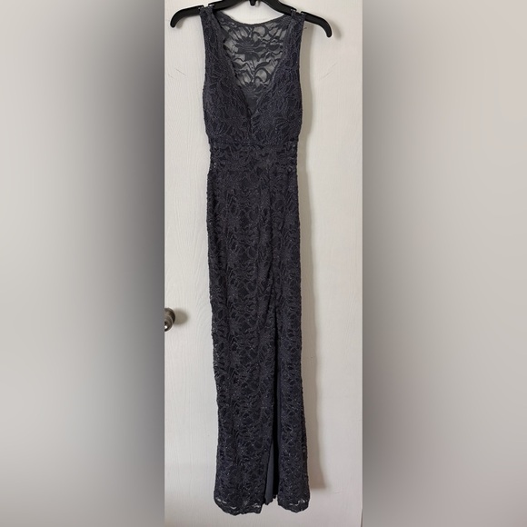 B Darlin Dresses & Skirts - B Darlin Charcoal Lace Maxi Dress